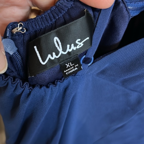 Lulus Navy Mythical Kind of Love Maxi Chiffon Dress NWT Size XL - Picture 6 of 12